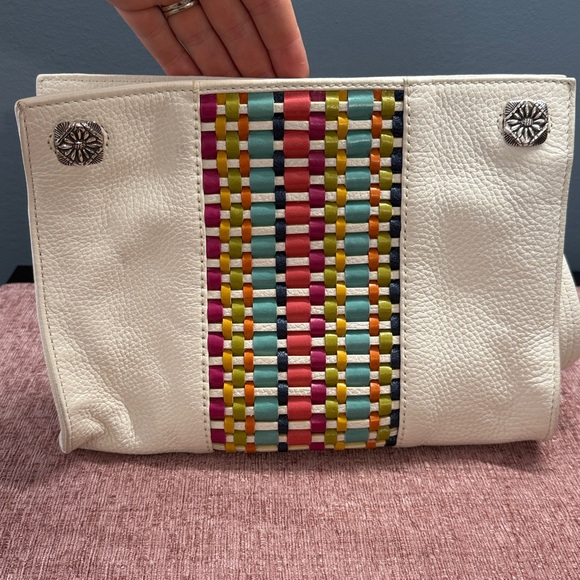 Brighton Cream Shoulder Bag with Multicolor Woven Design - Picture 2 of 10